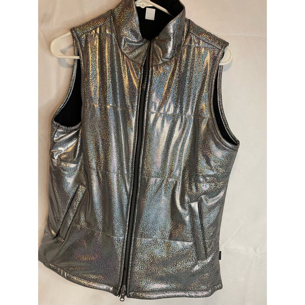 NEW Peach Nina Set Leggins and Vest Glitter Black Metallic Reflective M $180